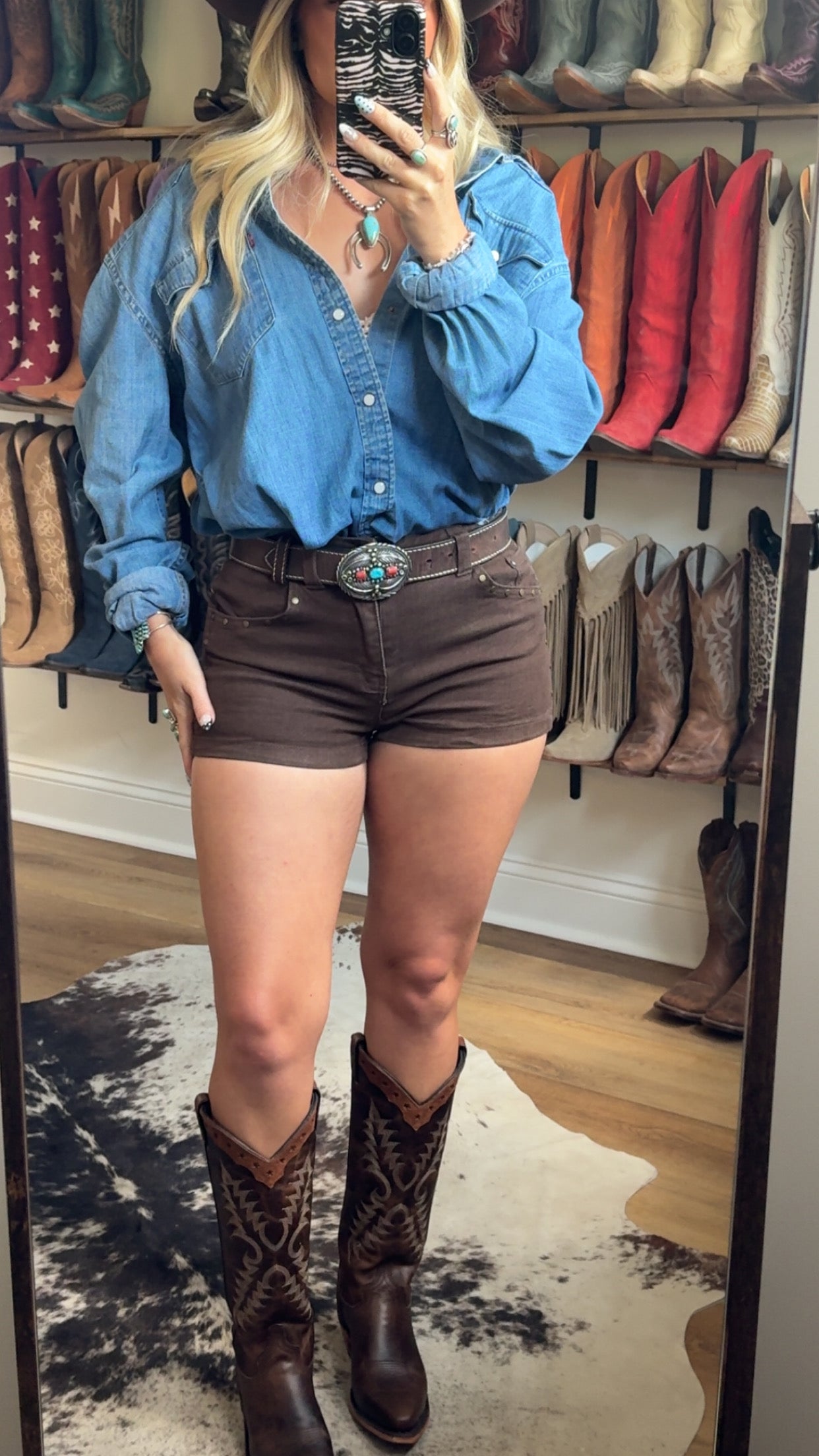 The Erica Denim Studded Shorts