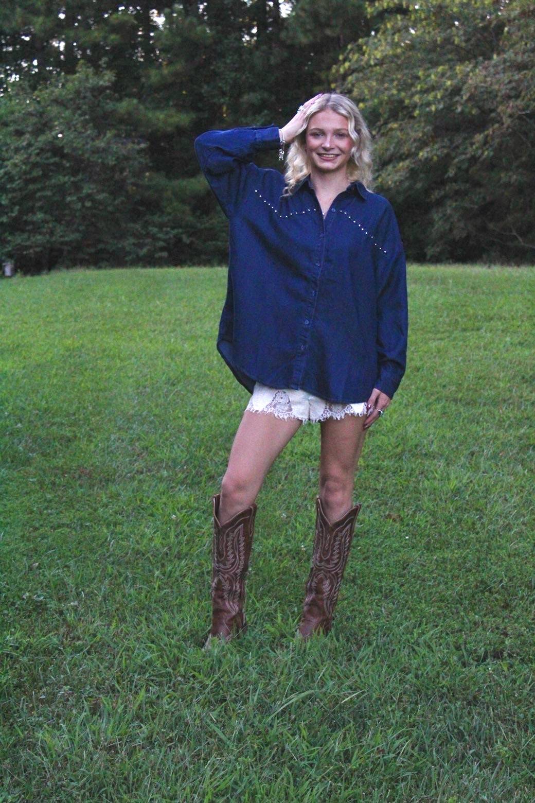 Studded Denim Top