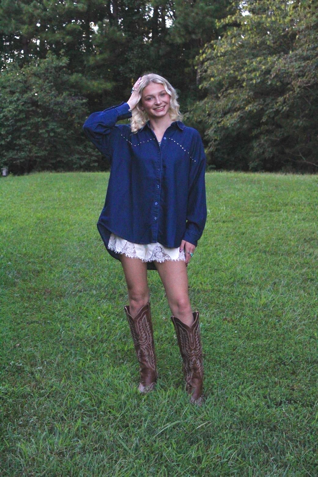 Studded Denim Top