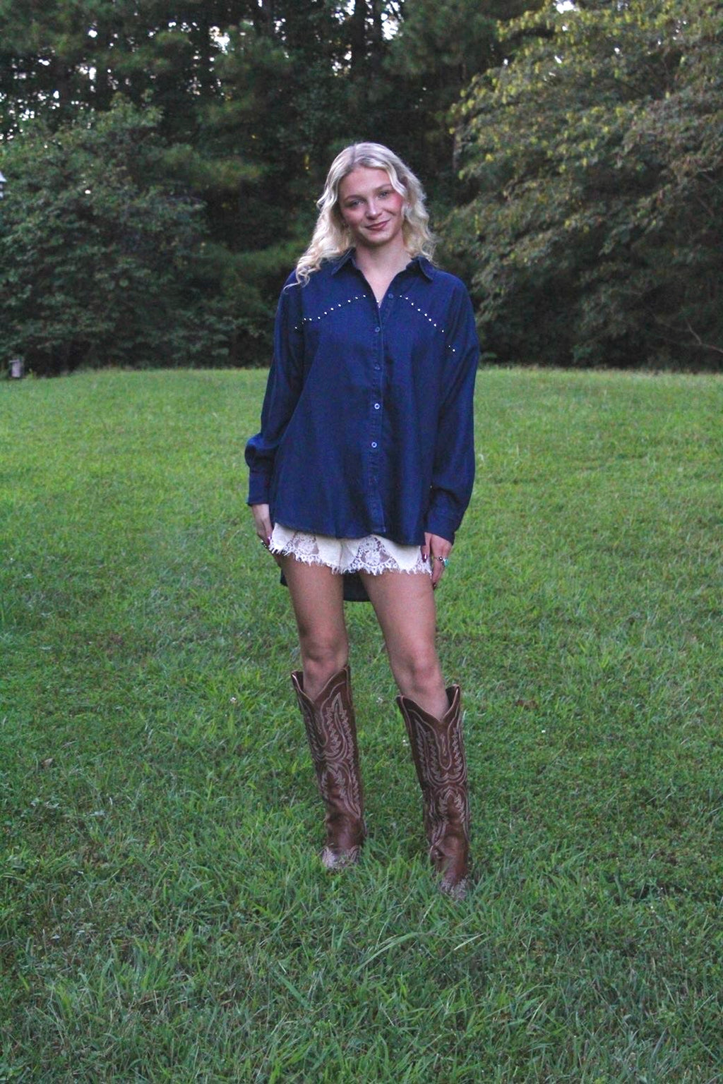 Studded Denim Top