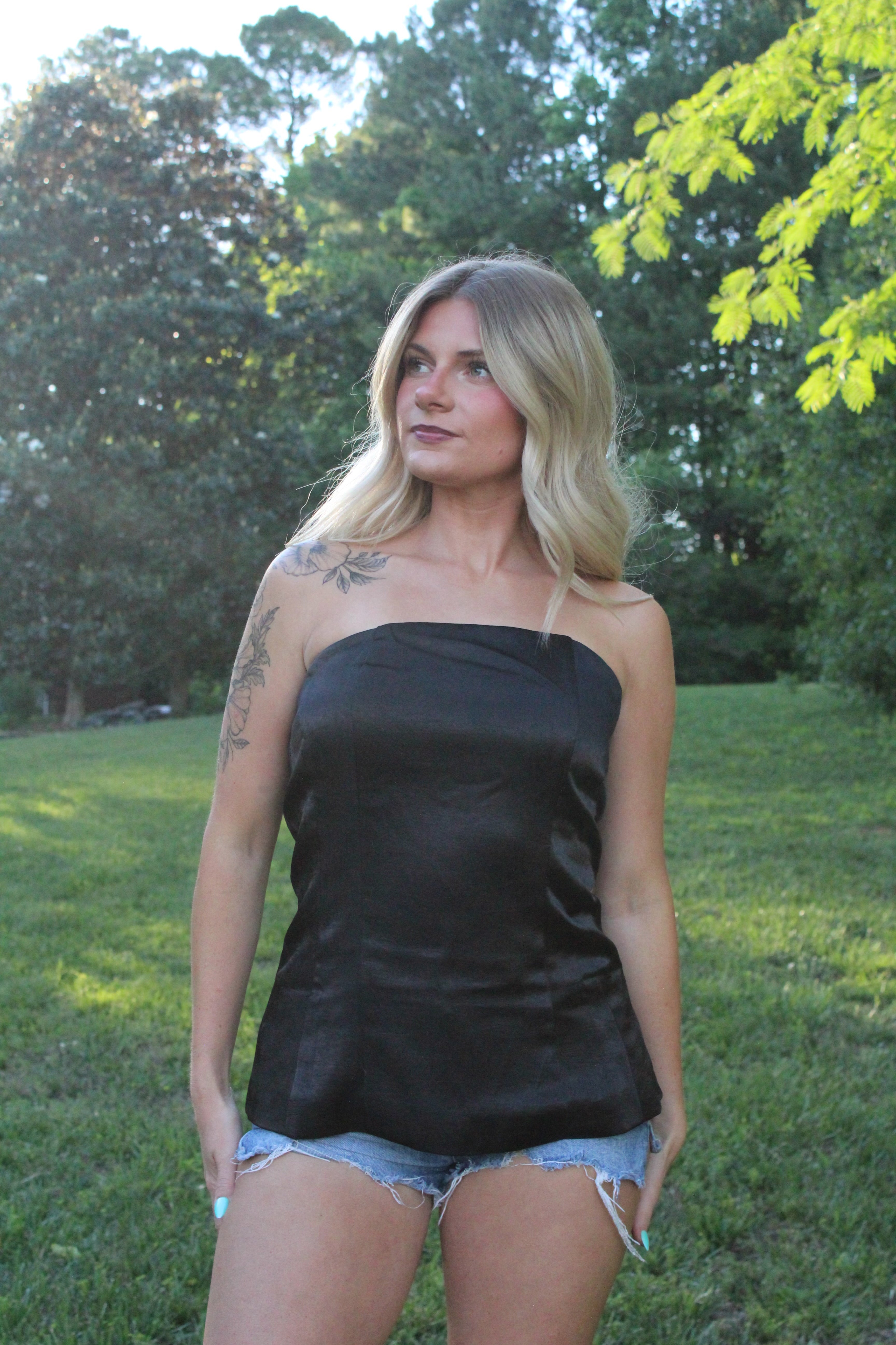 The Olivia Satin Tube Top