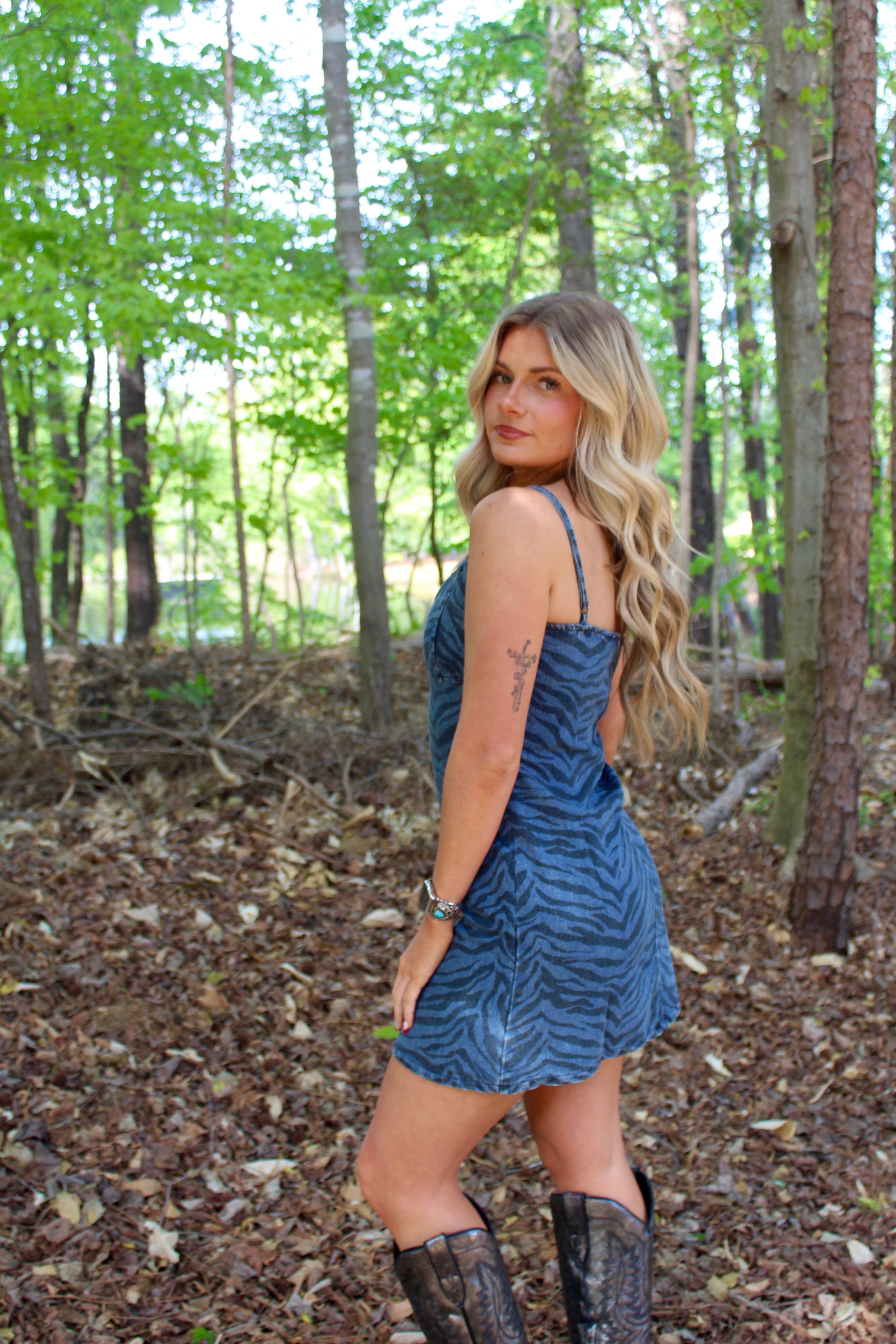 The Taylor Zebra Denim Dress