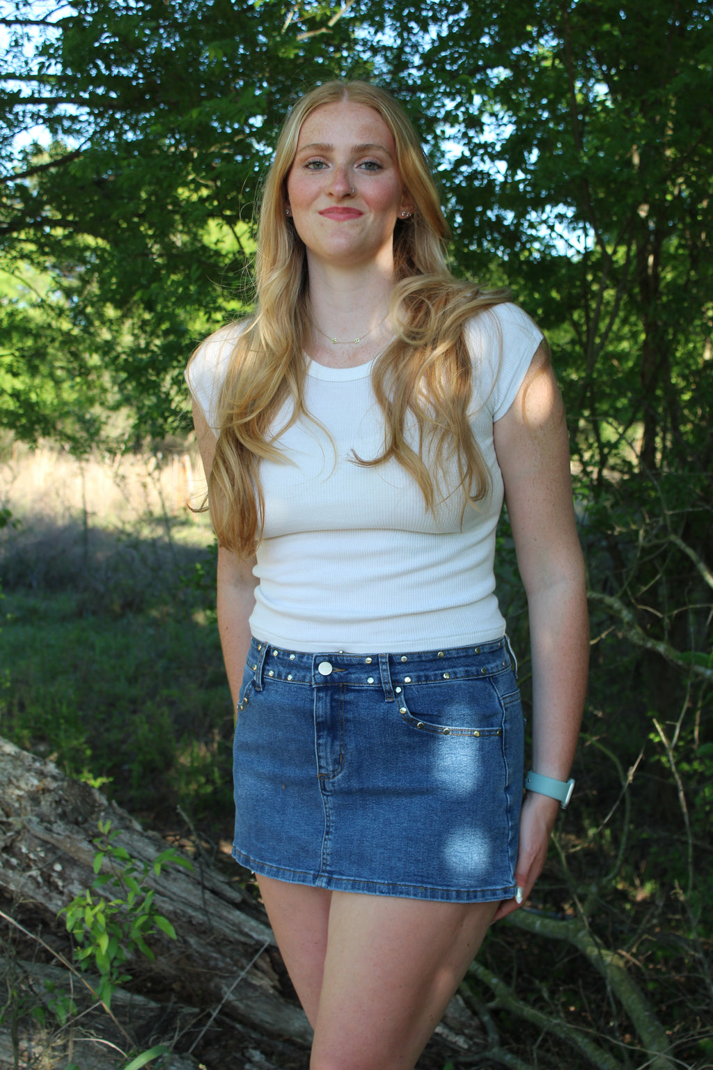 The Megan Studded Denim Skirt