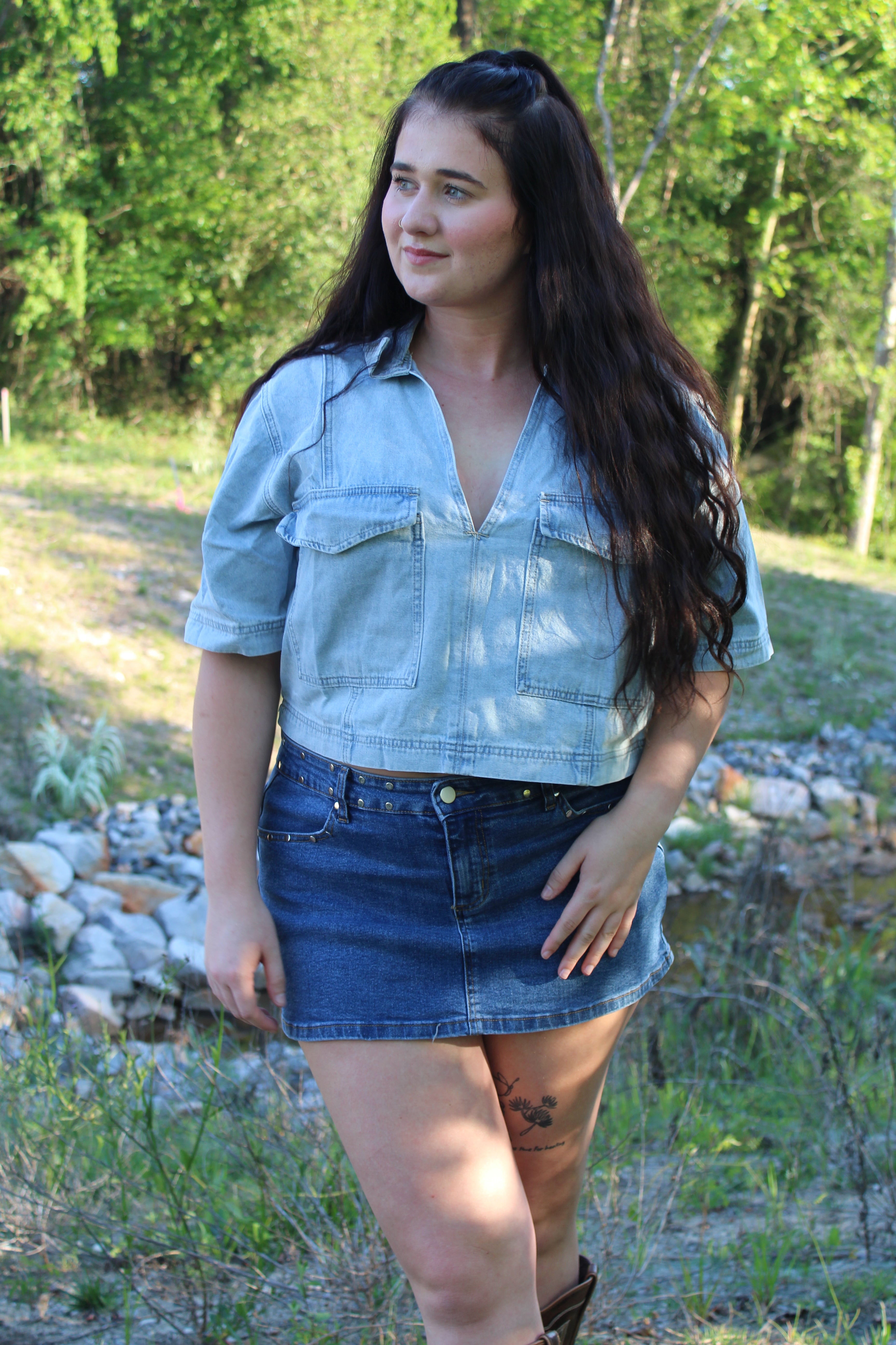 The Megan Studded Denim Skirt