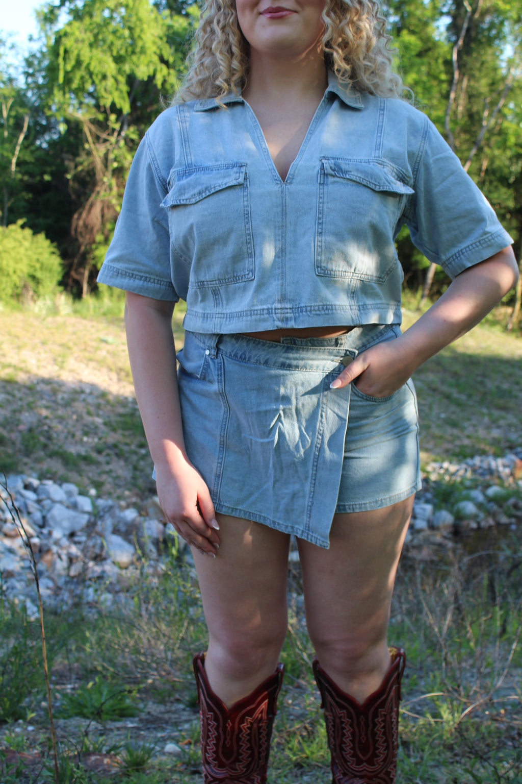 The Wendy Set- Denim Top