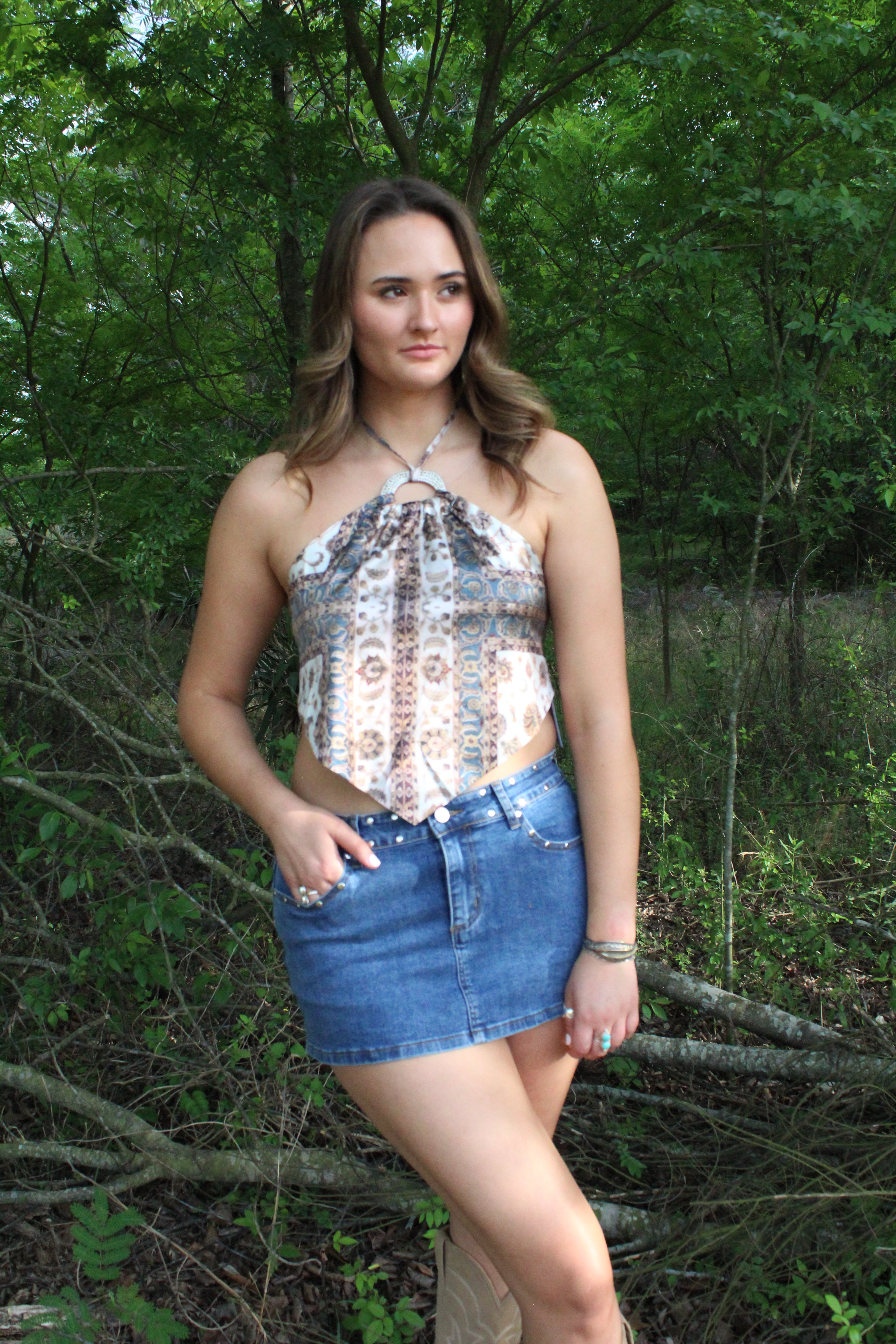The Megan Studded Denim Skirt
